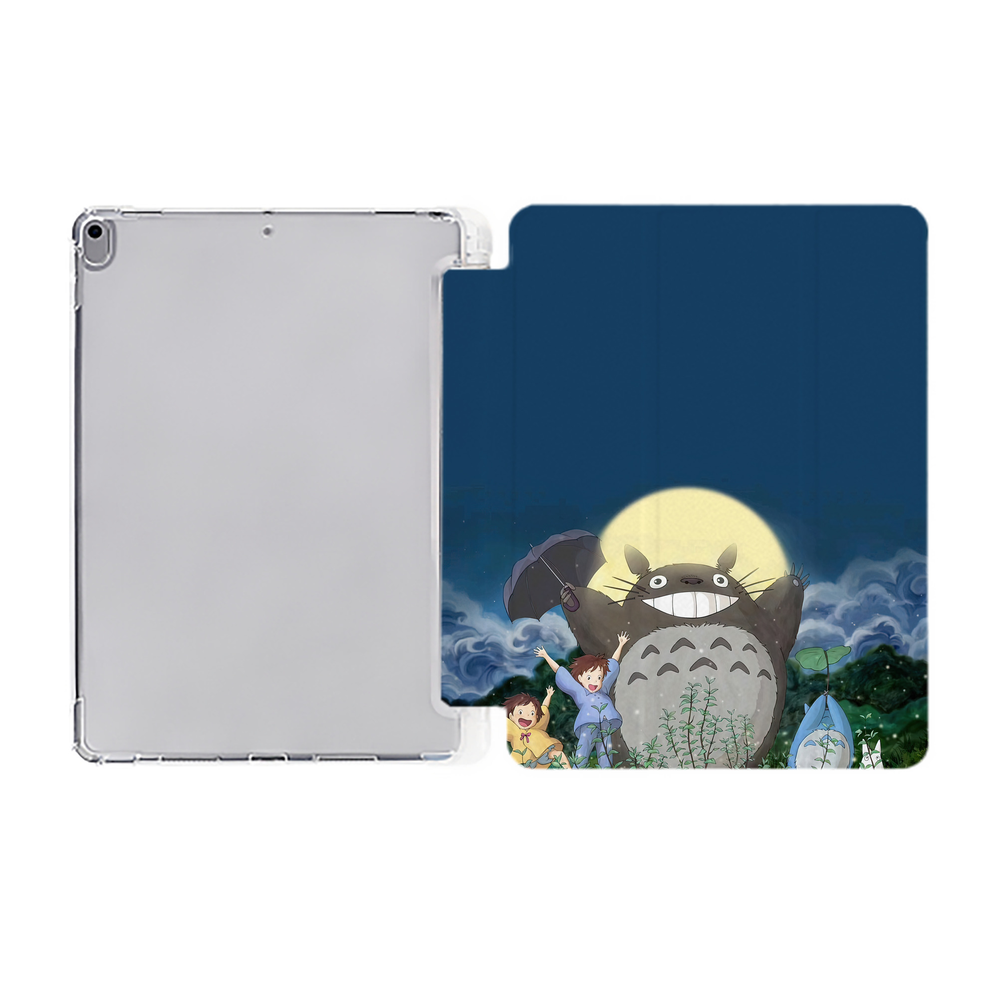 （画像用） となりのトトロ 草壁メイ 草壁サツキ My Neighbor Totoro Satsuki Kusakabe Mei Kusakabe IPad ケース ペン収納付き 三つ折りスタンド PUレザー×シリコン 対応機種9.5/10.5/10.9インチ